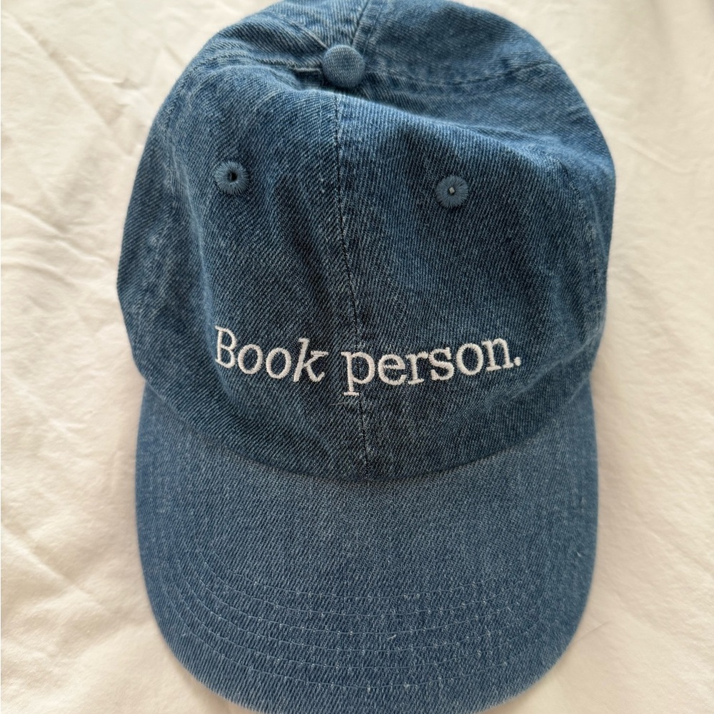 Book Person Denim Baseball Cap - Blue